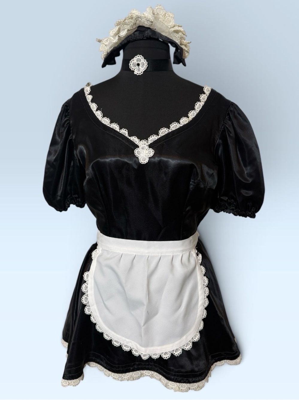 Vintage Theatre Quality Black and White Adult French Maid Costume